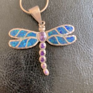 Sterling silver Amethyst dragonfly necklace